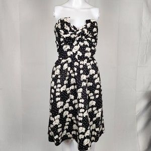 Anthropologie Porridge Elephant Print Strapless Dress Size 2